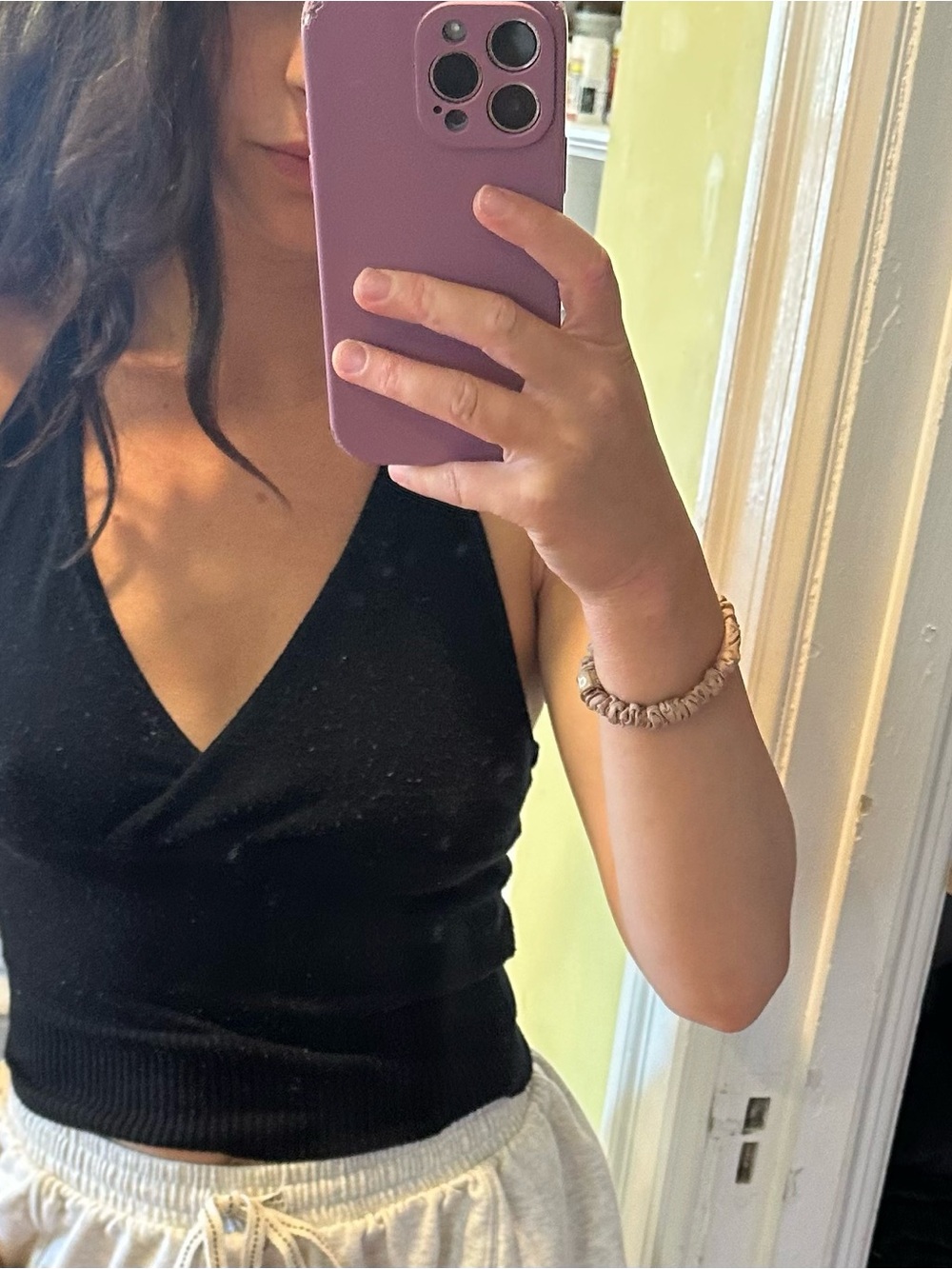 The Frankie Shop Black Wrap-Style Knit Tank